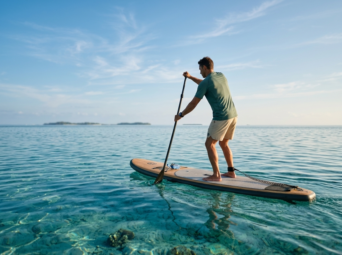 Paddle boarding at the beach