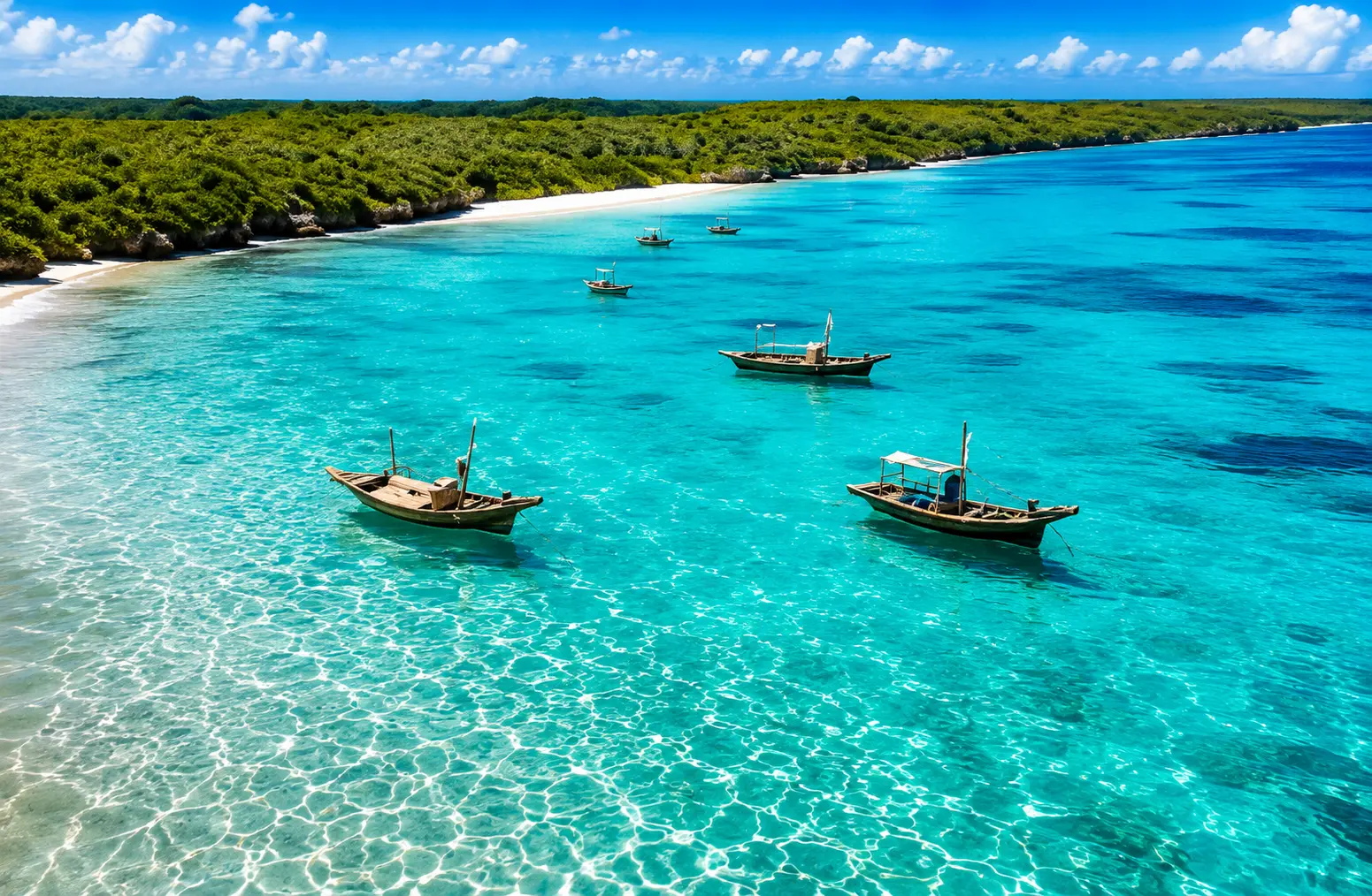 Crystal clear turquoise waters off the Kiwengwa coast