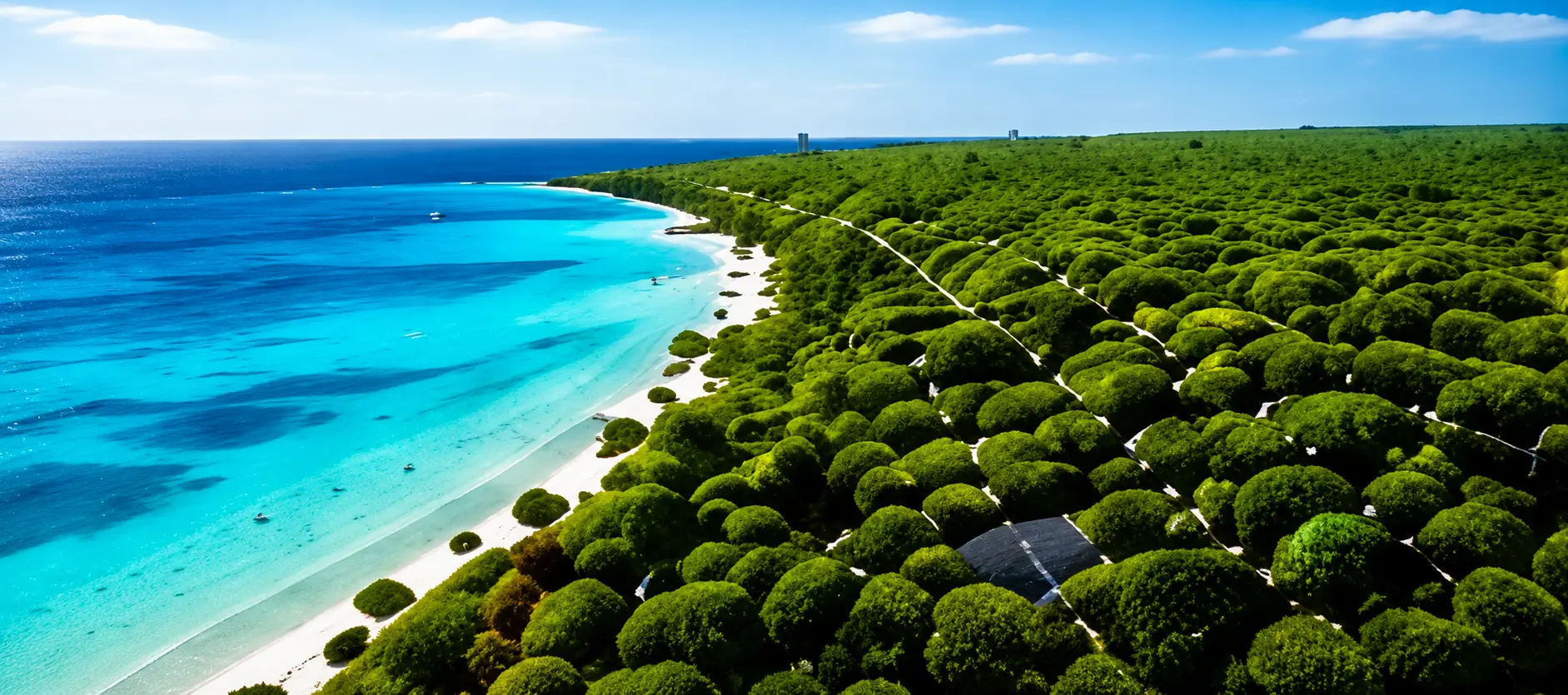 Aerial beach front view of the Kiwengwa plot