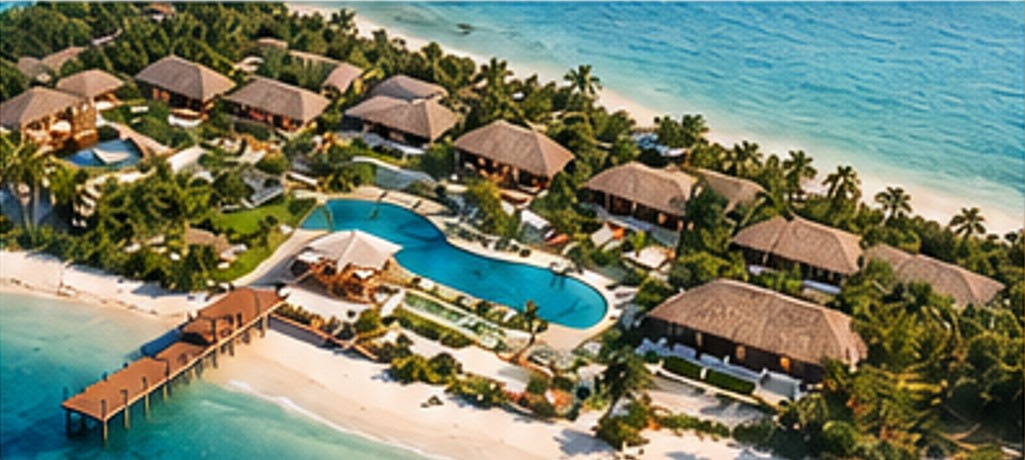 Aerial view of the resort layout