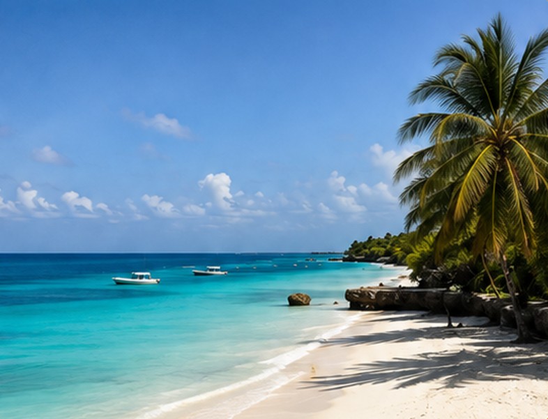 Tropical Zanzibar beach coastline